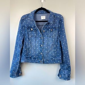 Elle Womens Denim Dotted Jacket Sz M Jean jacket